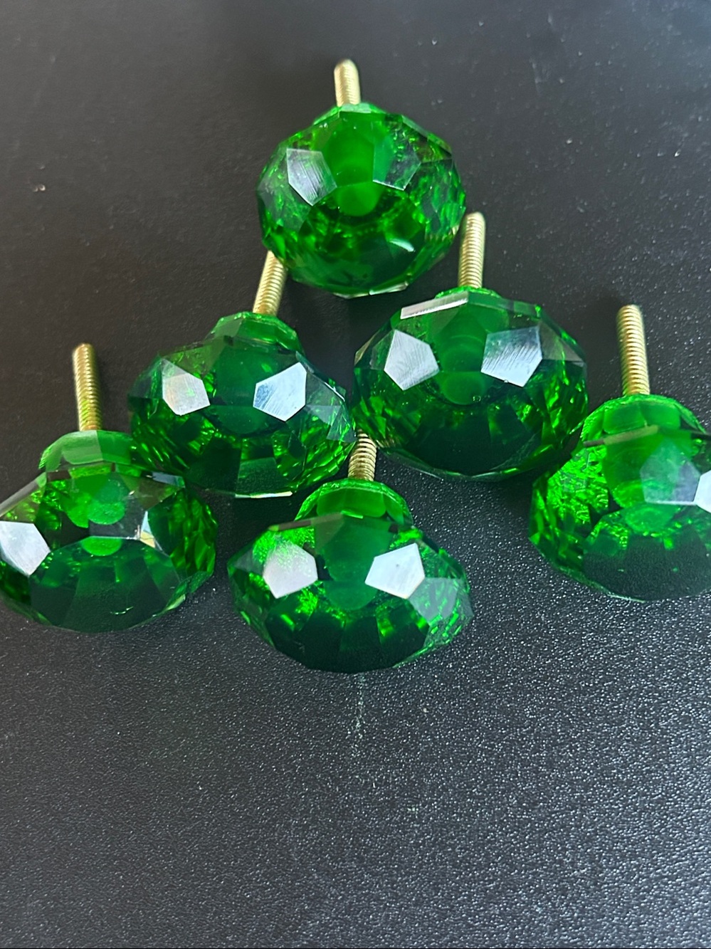 Emerald Green Glass Cabinet Knob 6 each